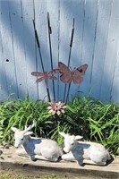 Garden Decorations - (2) Deer, Metal Butterfly, Fl