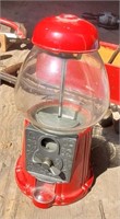 Vintage Red Coin-Operated Gumball Machine