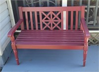 Painted Wooden Outdoor Bench - 21.5" x 47" x 35"