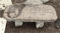 Stone Garden Bench w/Inscription 'Be Not Forgetful
