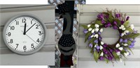 Patio Decor - Welcome Duck, Floral Wreath & Clock