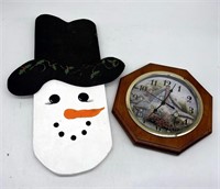 Wooden Snowman Wall Art & Country Cottage Wall Clo