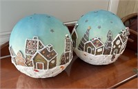 (2) Decorative Christmas Light-Up Globes w/Gingerb