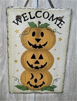 Fall/Halloween Wall Sign 'Welcome' w/Jack-o'-Lante