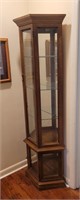 Vintage Tall Curio Display Case - Wood/Glass w/Mir