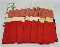 Large Lot of Cloth Napkins - Red, White Lace, Patt