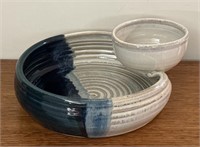 Handmade pottery bowl/dip server dish