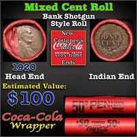 Mixed small cents 1c orig shotgun roll, 1929-p Lin