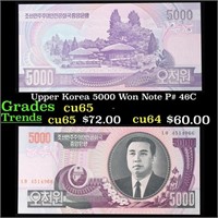 Upper Korea 5000 Won Note P# 46C Grades Gem CU
