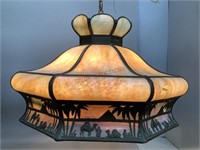 Sly Glass Hanging Light with Egyptian Motifs