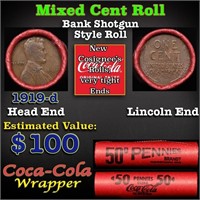 Mixed small cents 1c orig shotgun roll, Wheat Linc