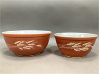 Two Nesting Autumn Harvest Orange Pyrex Bowls