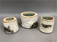 Tree Trunk Candle Holders with Candles