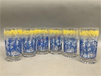 Federal Glass Blue + Yellow Dutch Drinking Glasses