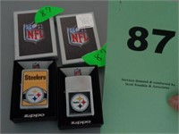Two NFL/Steelers Zippo lighters