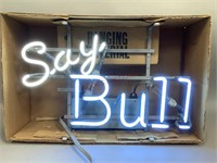 NOS Say Bull Neon Glass Beer Sign