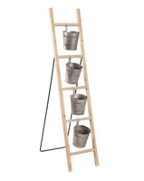 Niob Wood Ladder W/ Metal Pot Display