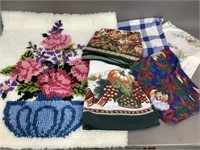 Assorted Tablecloths and Rug