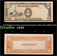 1943 Philippines Under Japanese Occupation 5 Pesos