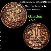 1913 Netherlands 1 Cent KM# 152 Grades xf