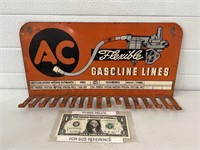 AC gasoline lines painted tin advertising display