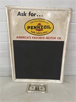 Pennzoil Motor oil advertising menu chalk board