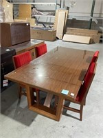 Wood Dining Table with glass top and 4