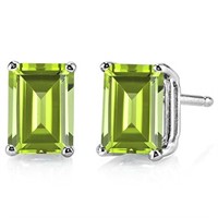 7x5MM Emerald Cut Peridot 1.85CTW Stud Earrings in