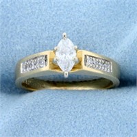 Vintage Marquise and Round Diamond Engagement Ring