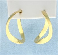 Designer Large Twisting Hoop Earrings in 18K Yello