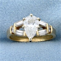 1.5ct TW Pear Diamond Engagement Ring in 14K Yello