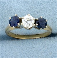 Antique 1.5ct TW Three Stone Sapphire and Diamond