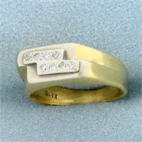 Vintage Two Row Diamond Ring in 18K Yellow and Whi
