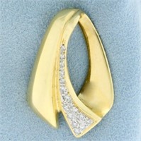 Abstract Design Diamond Pendant or Slide in 14K Ye