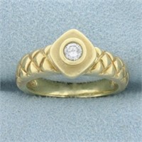 Quilted Design Diamond Ring in 14K Yellow Gold