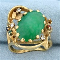 Vintage Jade, Ruby, Sapphire, Emerald, and Diamond