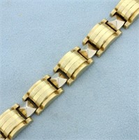 Designer Link Two Tone Bracelet in 14K Yellow and