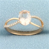 Morganite and Diamond Ring in 14k Rose Gold