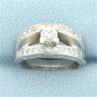 Diamond Engagement Ring with Heart Accents in 18 W