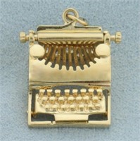 Mechanical 3 D Typewriter Charm or Pendant in 14k