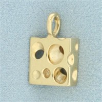 Vintage Swiss Cheese 3 D Pendant or Charm in 14k Y
