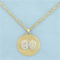 Number 80 Diamond Medallion on Rope chain in 14k y