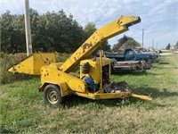 Industrial wood chipper with Ford motor running