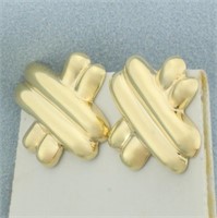 X Design Earrings in 14k Yellow Gold