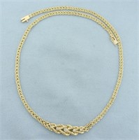 16 Inch Diamond Braided Rope Necklace in 14k Yello