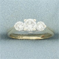 Diamond 3 Stone Wedding Ring in 14k Yellow Gold