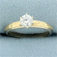 Vintage Diamond Solitaire Engagement Ring in 14k Y