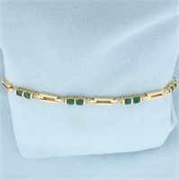 Emerald and Diamond Bracelet in 14k Yellow Gold