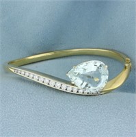 Aquamarine and Diamond Hinged Bangle Bracelet in 1