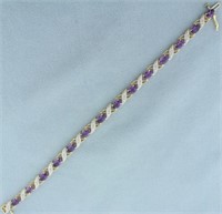 Amethyst and Diamond Bracelet in 14k Yellow and Wh